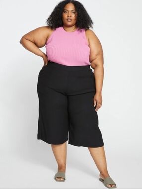 Universal Standard Elvo Double Luxe Wide Leg Culottes Black Size Medium (18-20)